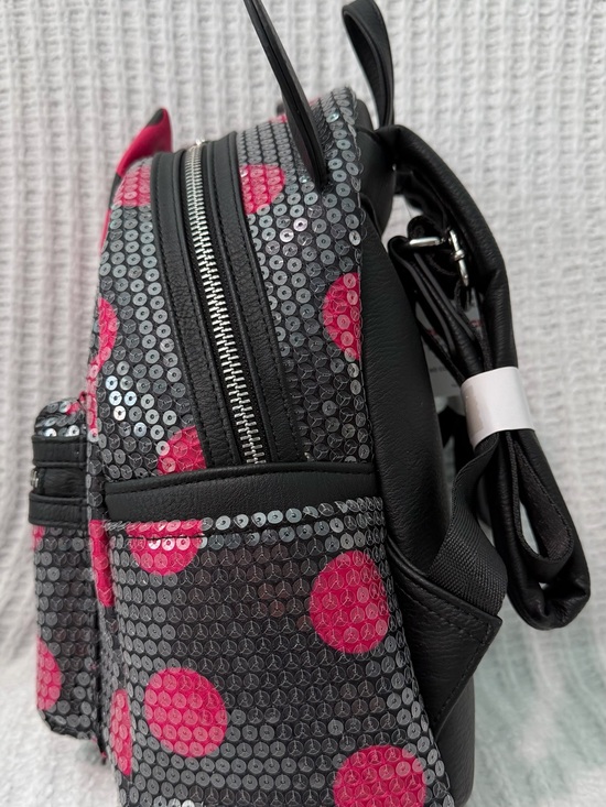 Loungefly Disney Parks Pink Polka Dot Sequin Mini Backpack
